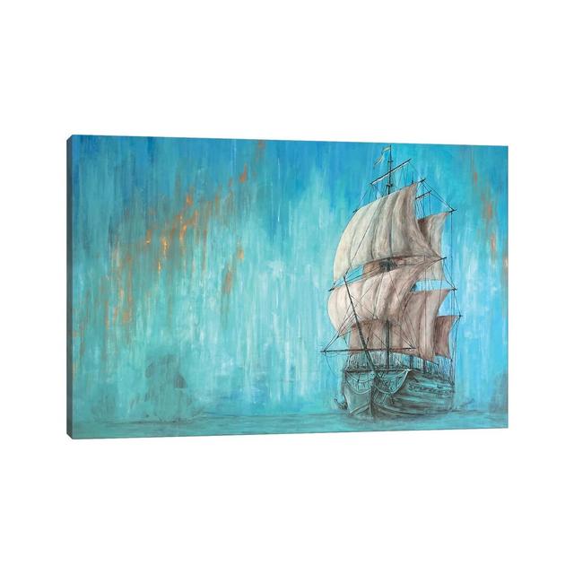 Green Shadow - Sailing Ship by Koorosh Nejad - Wrapped Canvas Painting Breakwater Bay Size: 20.32cm H x 30.48cm W x 1.905cm D on Productcaster.