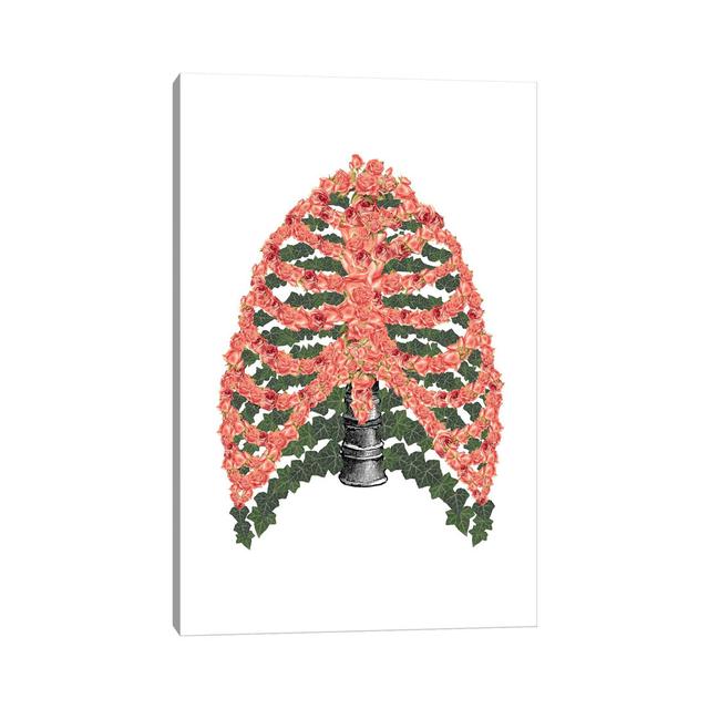 Floral Ribcage by Kiki C Landon - Wrapped Canvas Graphic Art Maturi Size: 30.48cm H x 20.32cm W x 1.91cm D on Productcaster.