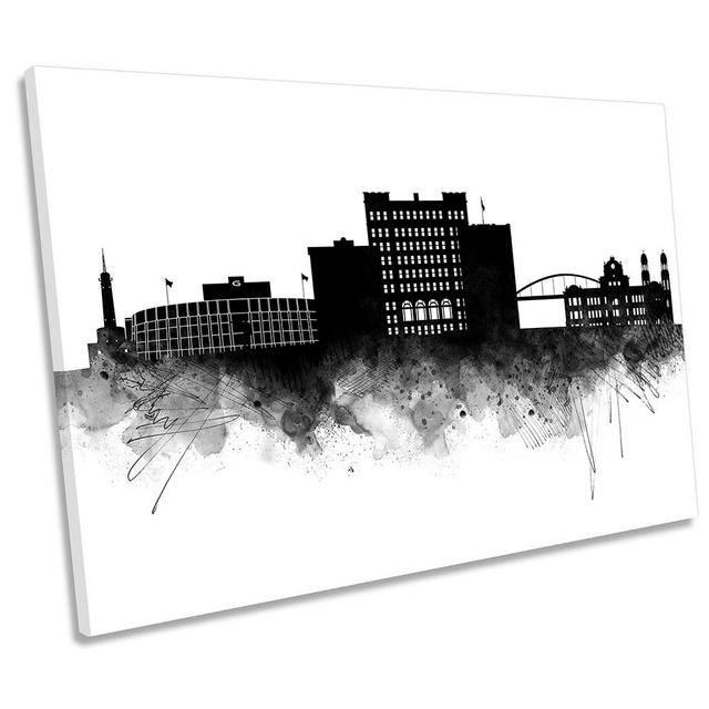 Green Bay Abstract City Skyline - Wrapped Canvas Graphic Art Ebern Designs Size: 61cm H x 91.4cm W x 4cm D on Productcaster.