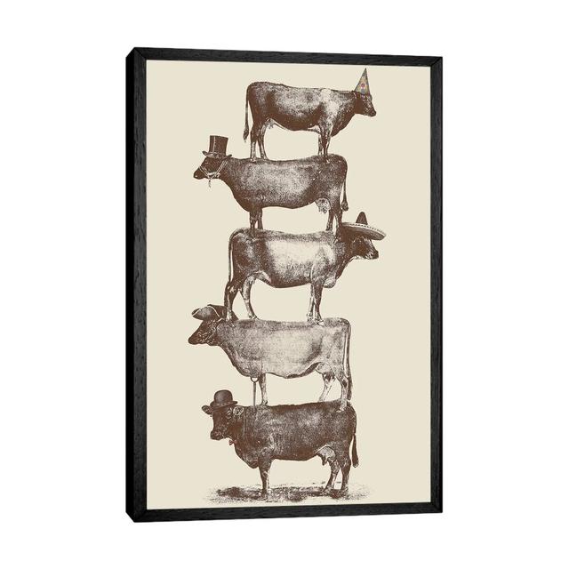 Cow Cow Nuts by Florent Bodart - Print on Canvas East Urban Home Frame Option: Black Framed, Size: 152.4cm H x 101.6cm W x 3.81cm D on Productcaster.