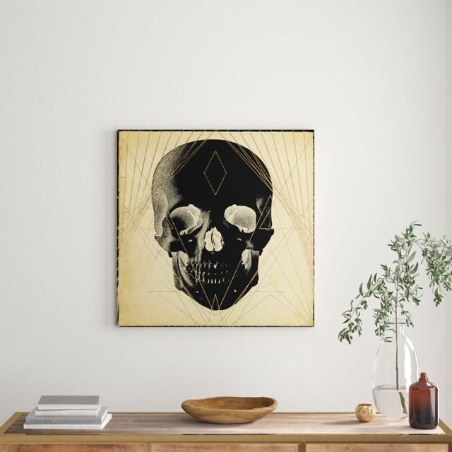 'Skull Front' Graphic Art on Wrapped Canvas East Urban Home Size: 109.2 cm H x 109.2 cm W x 3.8 cm D on Productcaster.