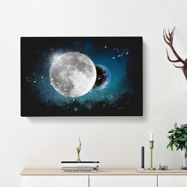 Earth Behind the Moon - Wrapped Canvas Painting Print East Urban Home Size: 50cm H x 76cm W x 3cm D on Productcaster.