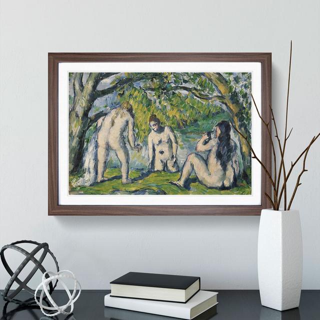 Three Bathers by Paul Cezanne - Picture Frame Painting East Urban Home Frame Option: Walnut, Size: 36cm H x 48cm W x 2cm D on Productcaster.