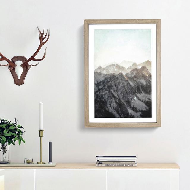 Mountain Range - Picture Frame Painting Print East Urban Home Size: 87cm H x 62cm W x 2cm D, Frame Option: Oak Framed on Productcaster.