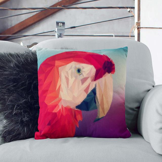 Geometric Scarlet Macaw Parrot in Abstract Cushion with Filling East Urban Home Size: 55cm H x 55cm W x 20cm D, Backing Colour: White on Productcaster.