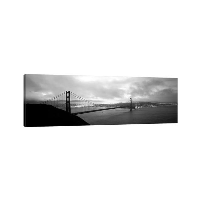 High Angle View Of A Bridge Across The Sea, Golden Gate Bridge - Wrapped Canvas Panoramic Print Ebern Designs Size: 30.48cm H x 91.44cm W x 3.81cm D on Productcaster.