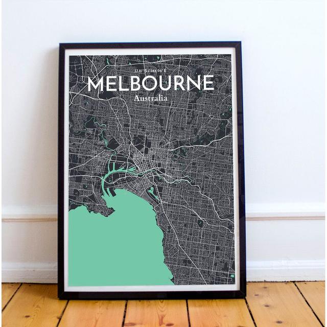 Melbourne City Map - No Frame Print East Urban Home Size: 43.2cm H x 27.9cm W x 0.1cm D on Productcaster.