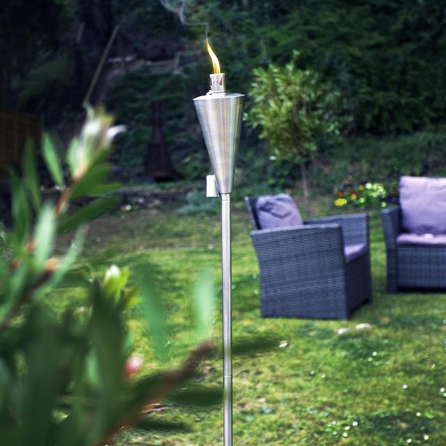 Metal Garden Torches - Cone (Set of 6) Harbour Housewares Finish: Silver, Size: 146cm H x 8.5cm W x 8.5cm D on Productcaster.