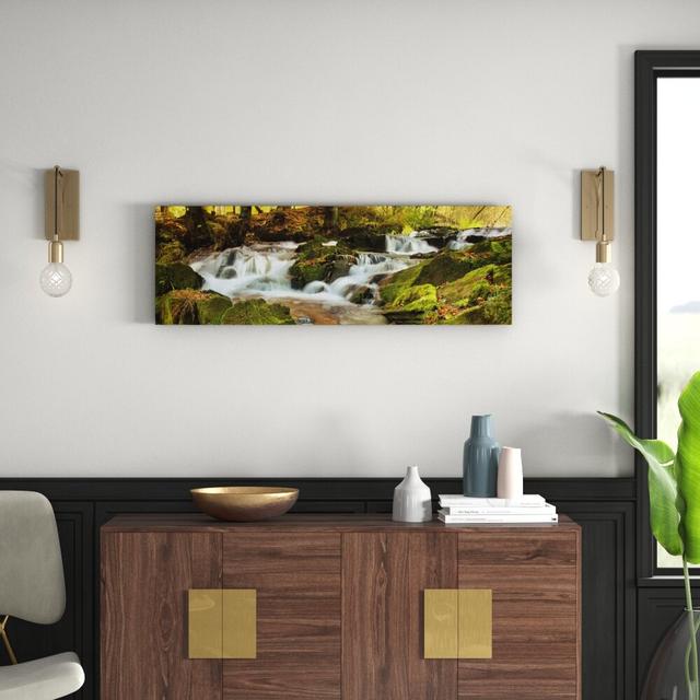 Autumnal Forest Waterfall - Wrapped Canvas Graphic Art Print East Urban Home Size: 30cm H x 90cm W x 2cm D on Productcaster.