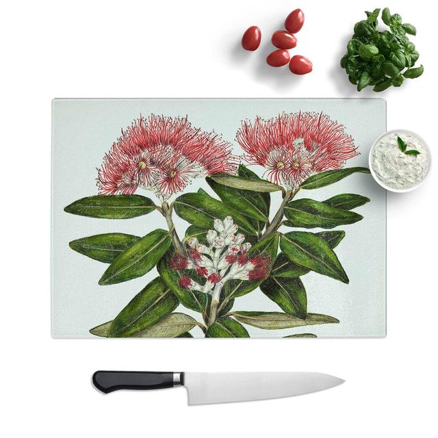 Tempered Glass Pohutukawa Metrosideros Tomentosa Flowers by Sarah Featon Chopping Board East Urban Home Size: 28.5 cm W x 20 cm L on Productcaster.