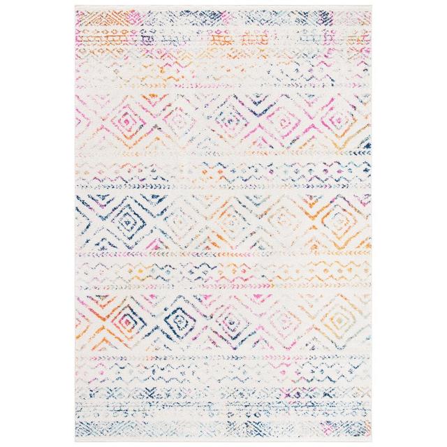 Talarico Geometric Power Loom Ivory/Blue/Pink Area Rug Bloomsbury Market Rug Size: Rectangle 90 x 150cm on Productcaster.