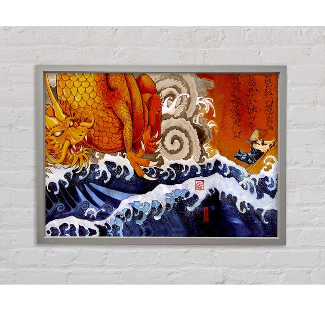 Japanese Samurai Monk Dragon - Single Picture Frame Art Prints on Canvas Rosalind Wheeler Size: 84.1cm H x 118.9cm W x 3.3cm D on Productcaster.