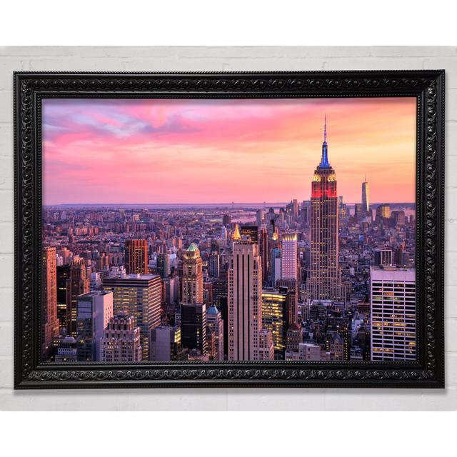 Pink Dusk City Framed Print Brayden Studio Format: Black Framed Paper, Size: 21cm H x 29.7cm W x 3cm D on Productcaster.