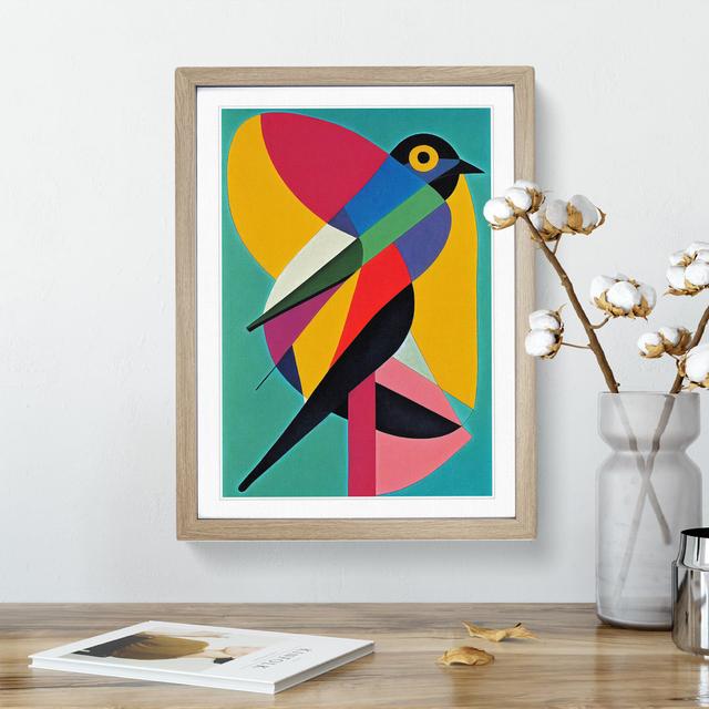 Bird in Abstract No.1 - Picture Frame Graphic Art 17 Stories Size: 46cm H x 34cm W x 2cm D, Frame Colour: Oak on Productcaster.