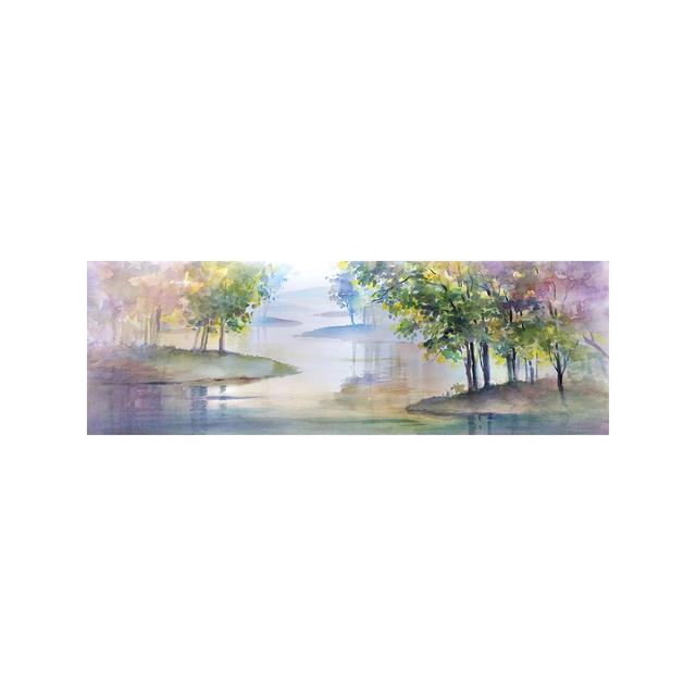 Meandering Lake II by Theresa Heidel - Wrapped Canvas Panoramic Painting Rosalind Wheeler Size: 30.48cm H x 91.44cm W x 3.81cm D on Productcaster.