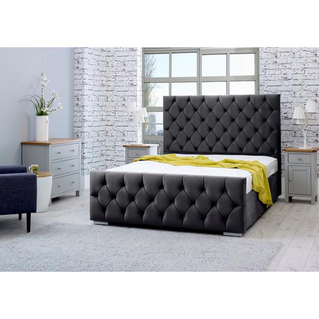 Katara Upholstered Bed Frame Mercer41 Size: Single (3'), Colour: Steel on Productcaster.