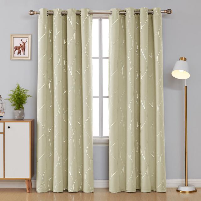 Seligman Wave Foil Printed Room Darkening Thermal Curtains (Set of 2) Metro Lane Colour: Dark Beige, Panel Size: Width 168 x Drop 229 cm on Productcaster.