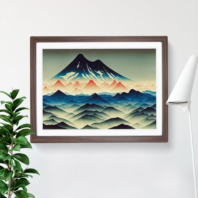 Marvellous Japanese Mountains - Picture Frame Graphic Art Alpen Home Size: 46cm H x 64cm W x 2cm D, Frame Colour: Walnut on Productcaster.