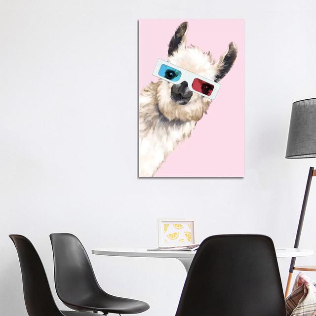 Sneaky Llama with 3D Glasses in Pink by Big Nose Work - Wrapped Canvas Graphic Art Maturi Size: 101.6cm H x 66.04cm W x 1.91cm D on Productcaster.