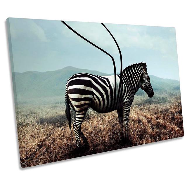 Surreal Zebra Stripes Picture CANVAS WALL ART Print Multi-Coloured Ebern Designs Size: 81.3cm H x 121.9cm W x 4cm D on Productcaster.