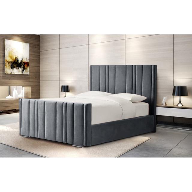 Amalberga Upholstered Bed Ivy Bronx Colour: Asphalt, Size: Double (4'6) on Productcaster.