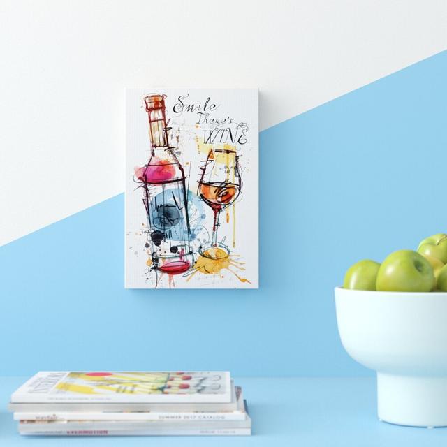 Smile Wine - Wrapped Canvas Print East Urban Home Size: 38.1 cm H x 25.4 cm W on Productcaster.