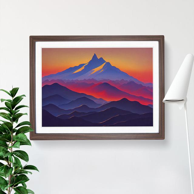 Fierce Mountain Sunset - Picture Frame Graphic Art Alpen Home Frame Colour: Walnut Framed, Size: 25cm H x 34cm W x 2cm D on Productcaster.