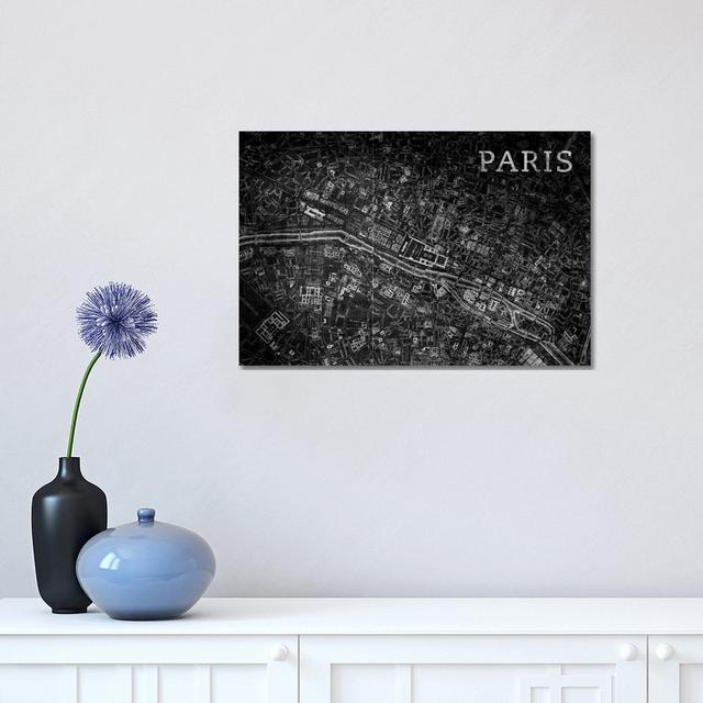 Map Paris, Vintage in Black by PI Studio - Wrapped Canvas Graphic Art Latitude Run Size: 30.48cm H x 45.72cm W x 1.905cm D on Productcaster.