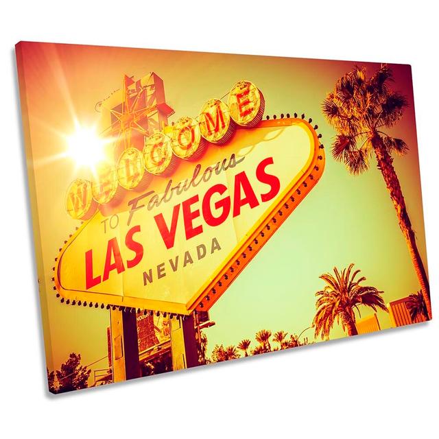 Las Vegas Sign Famous Landmark Framed - Wrapped Canvas Art Prints 17 Stories Size: 91.4cm H x 137.2cm W x 4cm D on Productcaster.