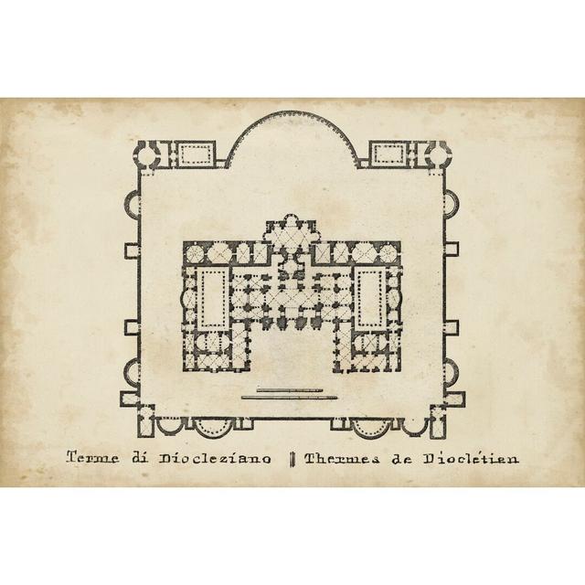 Plan for the Baths of Diocletian - Wrapped Canvas Painting Rosalind Wheeler Size: 20cm H x 30cm W on Productcaster.