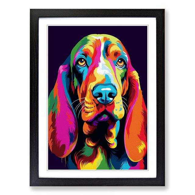 Basset Hound Pop Marlow Home Co. Size: 64cm H x 46cm W x 2cm D, Frame Colour: Black on Productcaster.