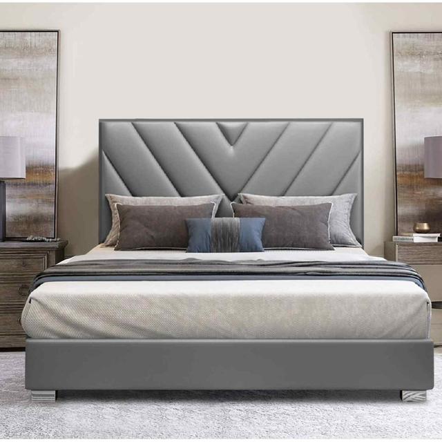 Deana Bed Single Plush Velvet Mustard Envisage Trade Size: Double (4'6), Colour: Grey on Productcaster.