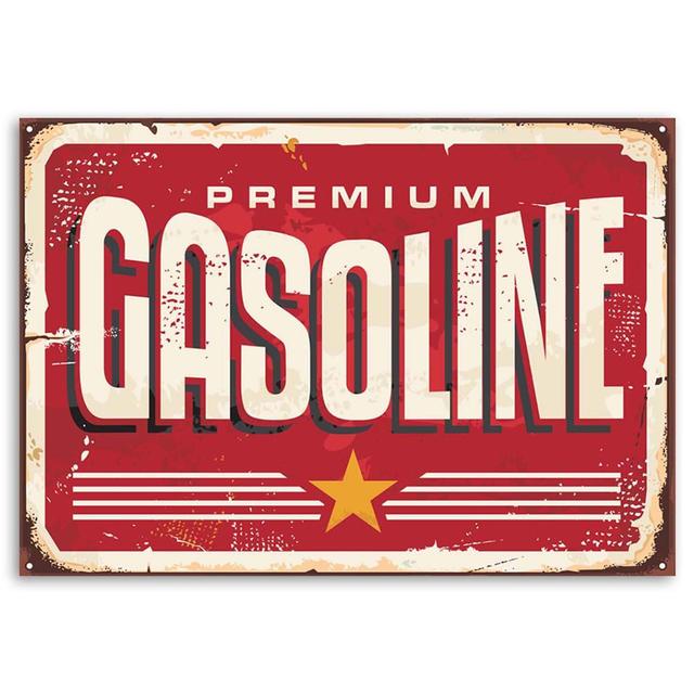 Canvas Print Retro Sign Gasoline Maturi Size: 80cm H x 120cm W x 2cm D on Productcaster.