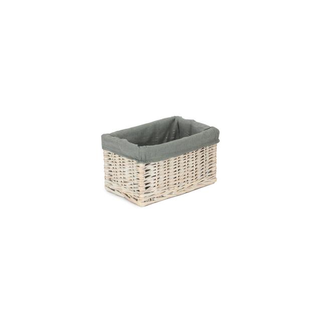 Wicker Storage Basket with Lining Brambly Cottage Colour: White Wash/Grey, Size: 17cm H x 32cm W x 20cm D on Productcaster.