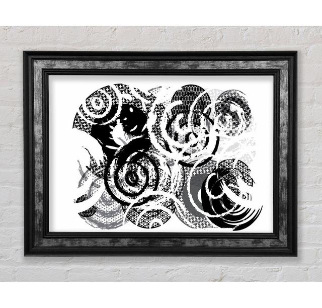 Swirls Of Circles B N W Framed Print Ivy Bronx Size: 59.7cm H x 84.1cm W x 8cm D, Format: Silver / Black Framed Paper on Productcaster.