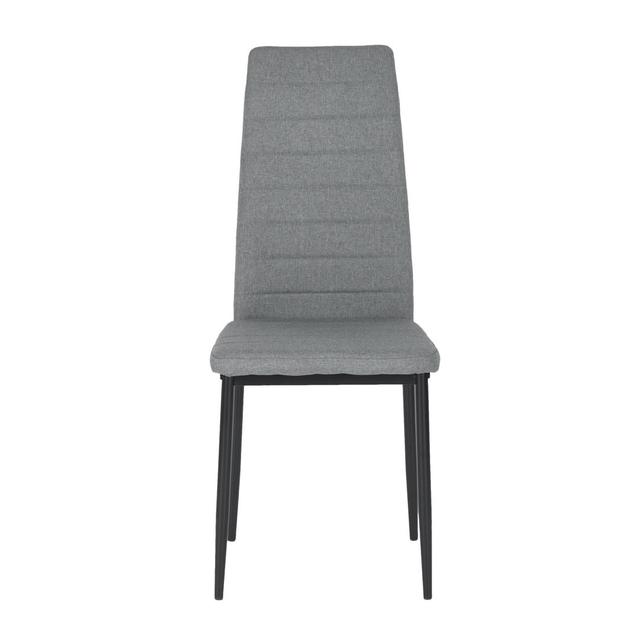 High Back Linen Upholstered Side Chair (Set of 6) 17 Stories Leg Colour: Black, Upholstery Colour: Gray on Productcaster.