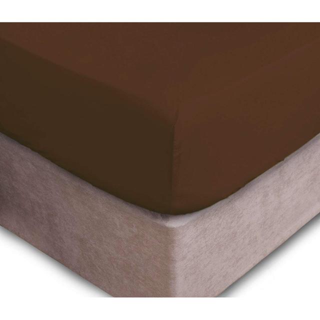 200 Thread Count Cotton Blend Percale Fitted Sheet Symple Stuff Size: Double (4'6), Colour: Chocolate on Productcaster.