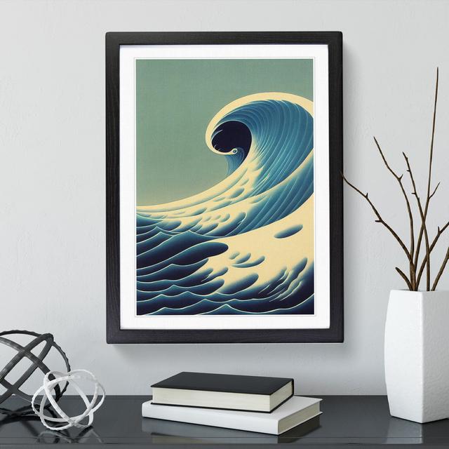 Curl Of The Ocean Wave House of Hampton Frame Colour: Black Framed, Size: 64cm H x 46cm W x 2cm D on Productcaster.