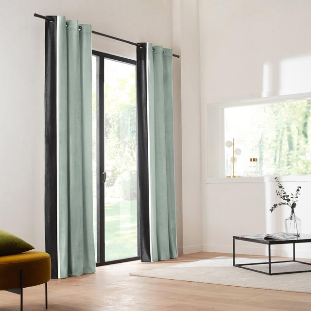 Vasco Eyelet Room Darkening Curtain Madura Colour: Almond Green, Panel Size: 200 x 268cm on Productcaster.