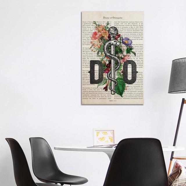 DO, Doctor of Osteopathy with Flowers by Aged Pixel - Wrapped Canvas Typography Maturi Size: 101.6cm H x 66.04cm W x 3.81cm D on Productcaster.