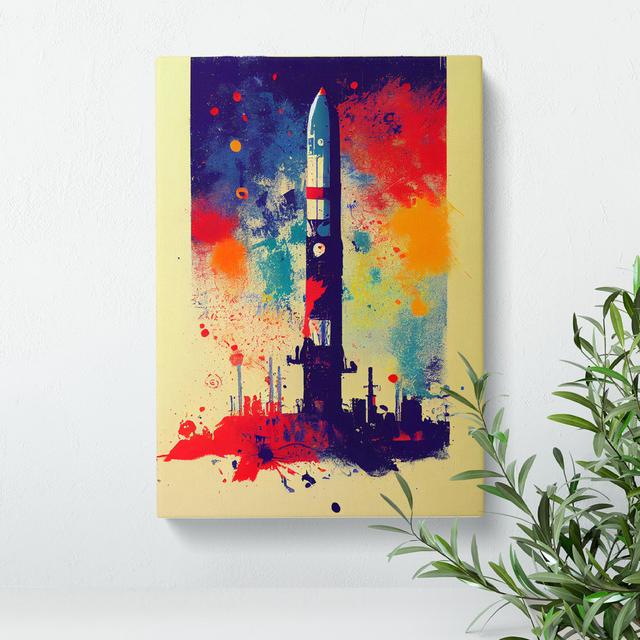 Paint Splashed Spaceship Rocket No.2 Abstract - Wrapped Canvas Graphic Art Metro Lane Size: 76cm H x 50cm W x 3cm D on Productcaster.