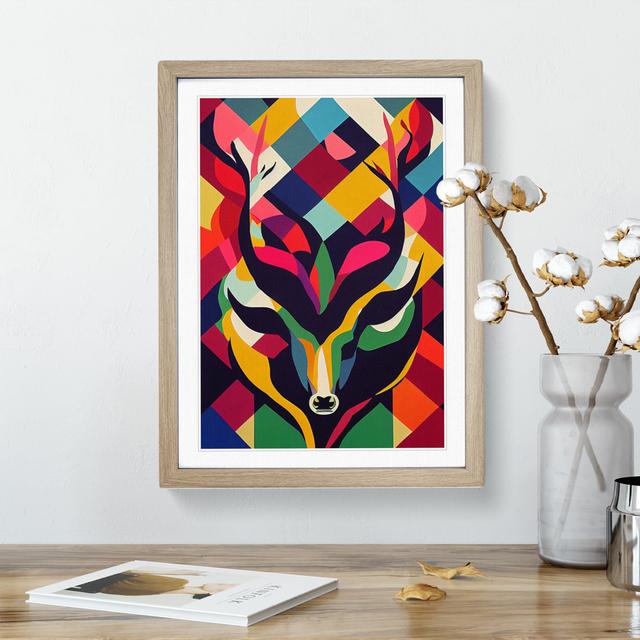 XV1022-409X Abstract Stag No.5 - Single Picture Frame Print Metro Lane Size: 34cm H x 25cm W x 2cm D, Frame Colour: Oak on Productcaster.