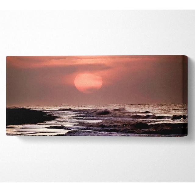 Pink Sunset Ocean - Wrapped Canvas Art Prints House of Hampton Size: 81.3cm H x 183cm W x 10cm D on Productcaster.