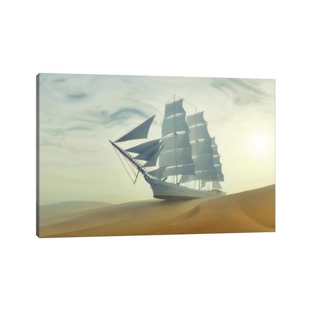 Sailboat In The Desert by Mike Kiev - Wrapped Canvas Painting Breakwater Bay Size: 45.72cm H x 66.04cm W x 3.81cm D on Productcaster.