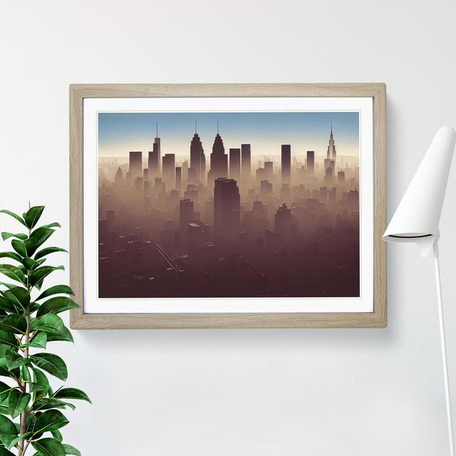 Modern New York Skyline - Picture Frame Graphic Art 17 Stories Size: 25cm H x 34cm W x 2cm D, Frame Colour: Oak on Productcaster.