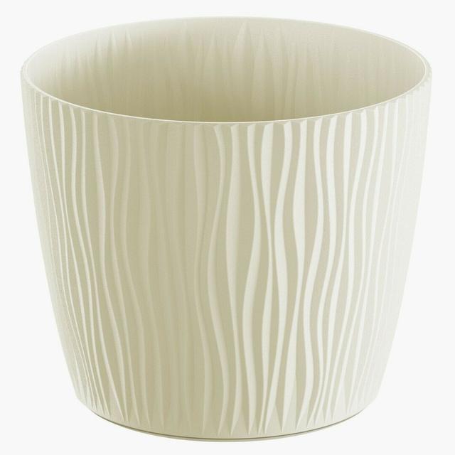 Hence Plastic Plant Pot Ebern Designs Size: 12.4cm H x 14.9cm W x 14.9cm D, Colour: Cream on Productcaster.