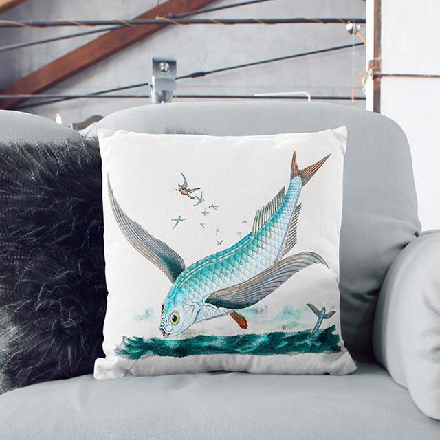 Flying-Fish by Edward Donovan Cushion with Filling East Urban Home Backing Colour: White, Size: 40cm H x 40cm W x 15cm D on Productcaster.