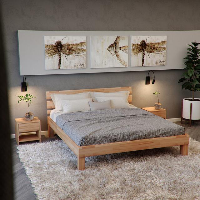 Solid wood bed Orson Gracie Oaks Bed surface area: European Double (140 x 200 cm) on Productcaster.