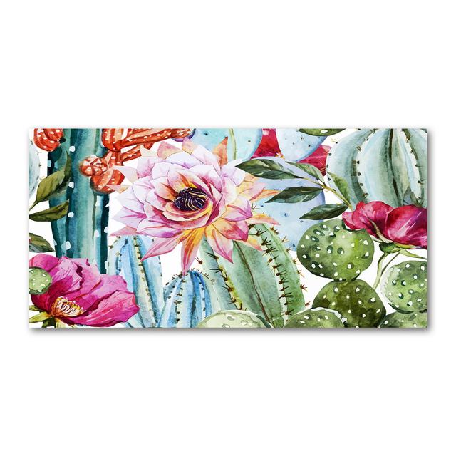 Cactuses and Flowers 50cm x 100cm Glass Panel Latitude Vive on Productcaster.