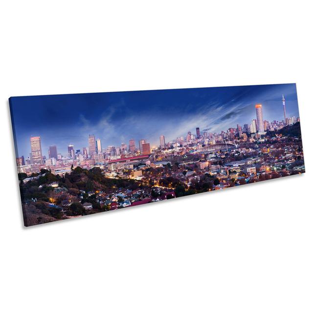 Johannesburg City Skyline South Africa CANVAS WALL ART Panoramic Framed Print 17 Stories Size: 45.72cm H x 137.16cm W x 2cm D on Productcaster.